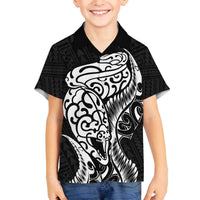 New Zealand Eel Family Matching Puletasi and Hawaiian Shirt Tuna Aotearoa Maori Patten - Black LT14 Son's Shirt Black - Polynesian Pride