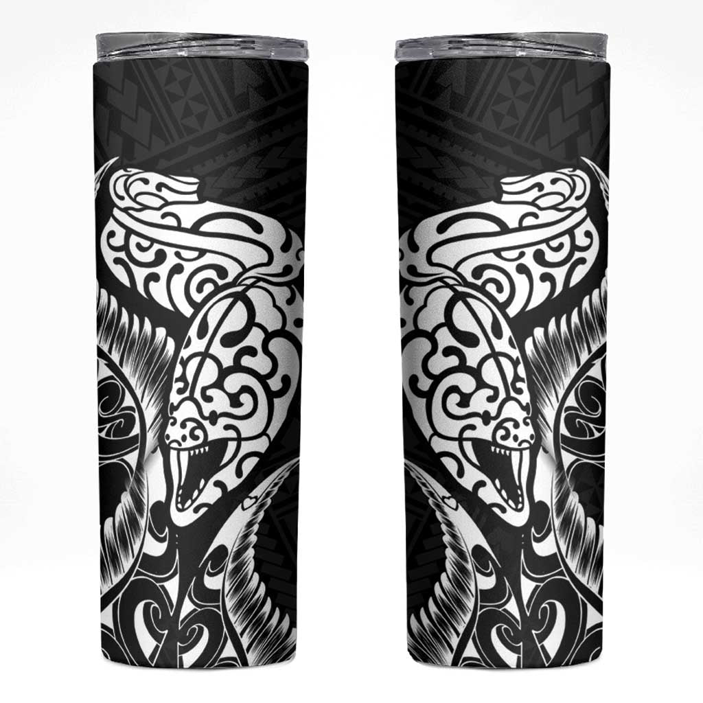 New Zealand Eel Skinny Tumbler Tuna Aotearoa Maori Patten - Black LT14 Black - Polynesian Pride