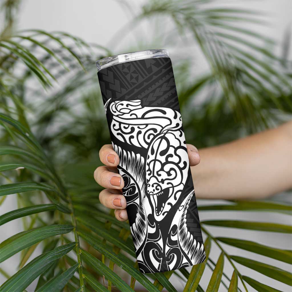 New Zealand Eel Skinny Tumbler Tuna Aotearoa Maori Patten - Black LT14 - Polynesian Pride