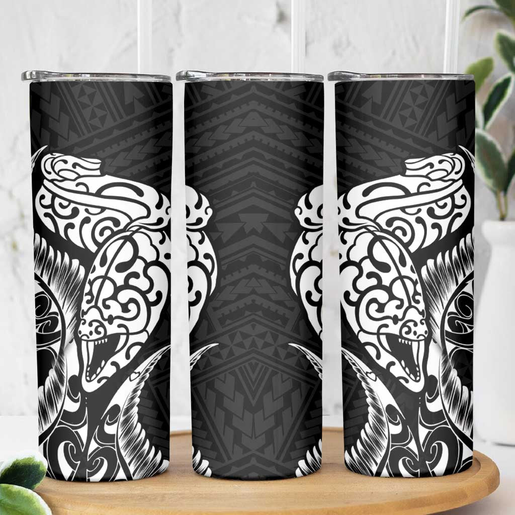 New Zealand Eel Skinny Tumbler Tuna Aotearoa Maori Patten - Black LT14 - Polynesian Pride