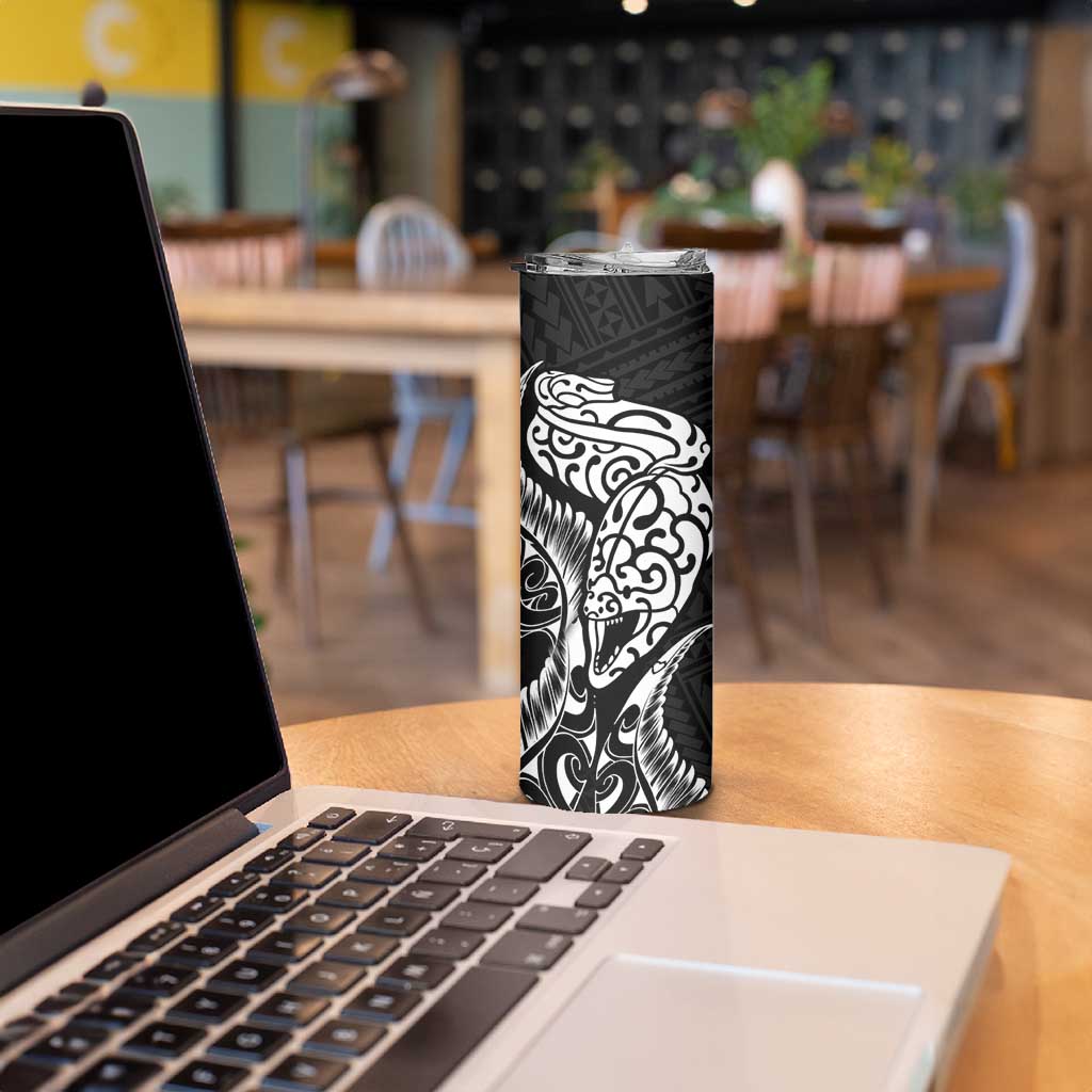 New Zealand Eel Skinny Tumbler Tuna Aotearoa Maori Patten - Black LT14 - Polynesian Pride