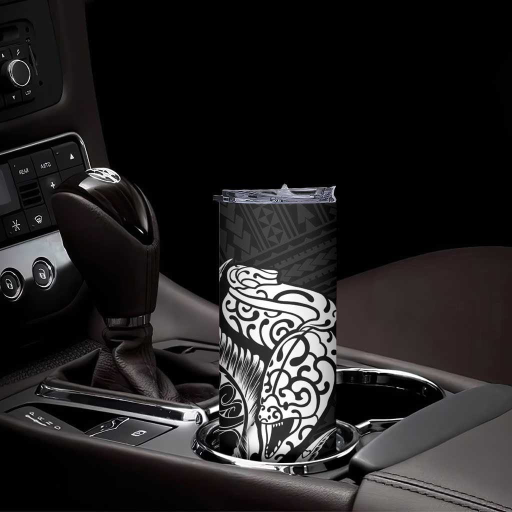 New Zealand Eel Skinny Tumbler Tuna Aotearoa Maori Patten - Black LT14 - Polynesian Pride