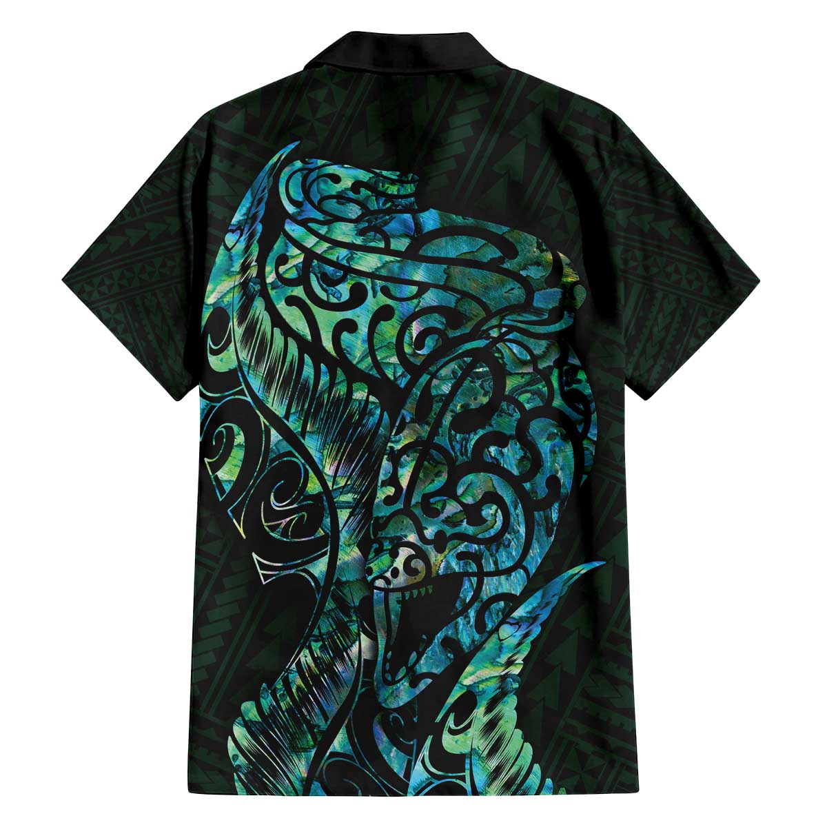 New Zealand Eel Family Matching Off Shoulder Short Dress and Hawaiian Shirt Tuna Aotearoa Maori With Paua Shell - Turquoise LT14 - Polynesian Pride