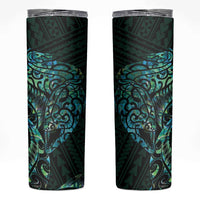 New Zealand Eel Skinny Tumbler Tuna Aotearoa Maori With Paua Shell - Turquoise LT14 Turquoise - Polynesian Pride