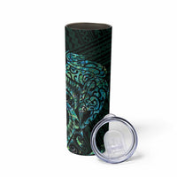 New Zealand Eel Skinny Tumbler Tuna Aotearoa Maori With Paua Shell - Turquoise LT14 - Polynesian Pride