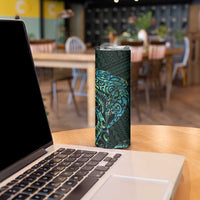 New Zealand Eel Skinny Tumbler Tuna Aotearoa Maori With Paua Shell - Turquoise LT14 - Polynesian Pride