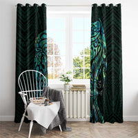 New Zealand Eel Window Curtain Tuna Aotearoa Maori With Paua Shell - Turquoise