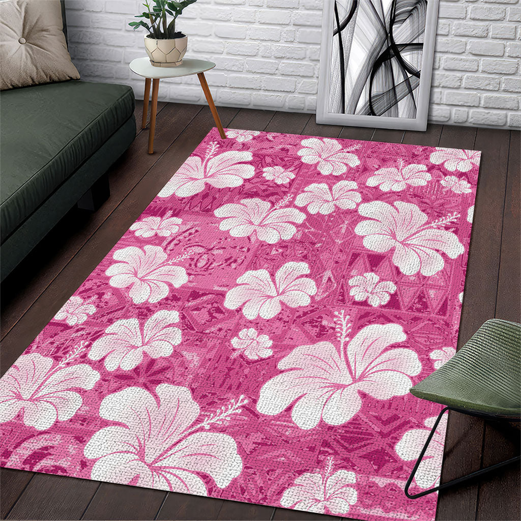 Pink Bula Fiji Masi Hibiscus Seamless Area Rug