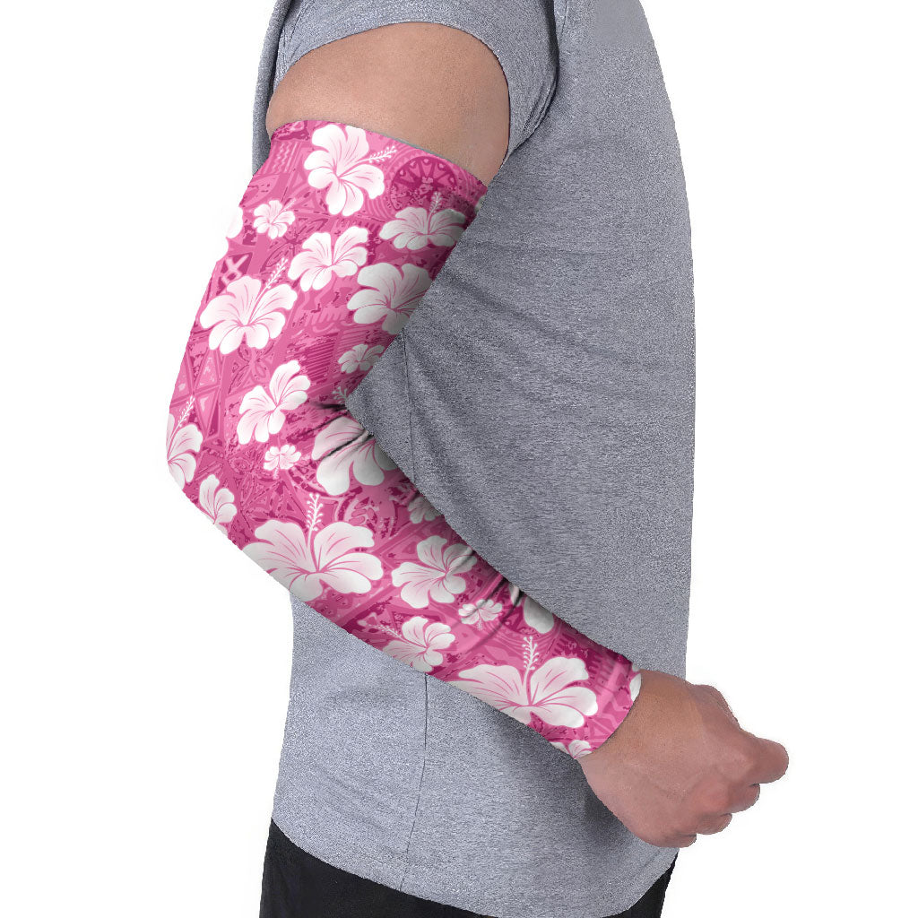 Pink Bula Fiji Masi Hibiscus Seamless Arm Sleeves