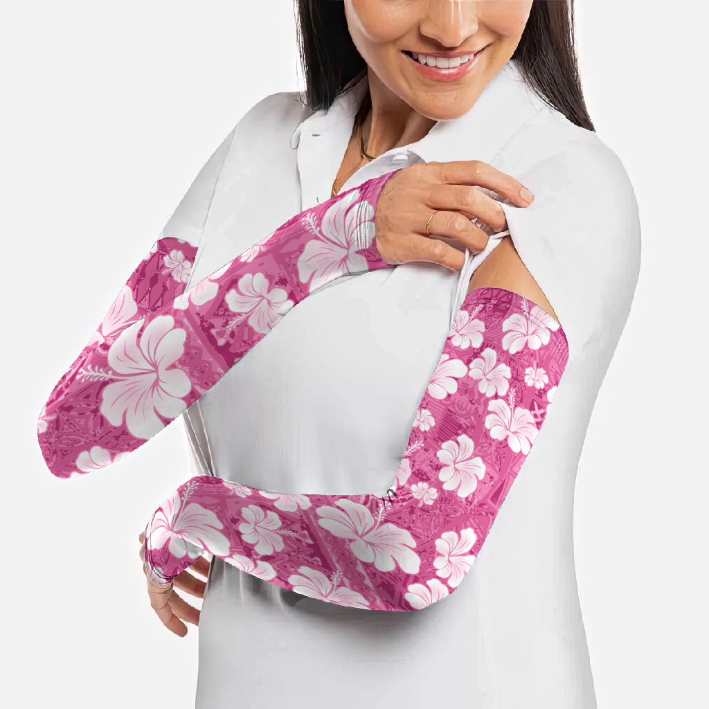 Pink Bula Fiji Masi Hibiscus Seamless Arm Sleeves