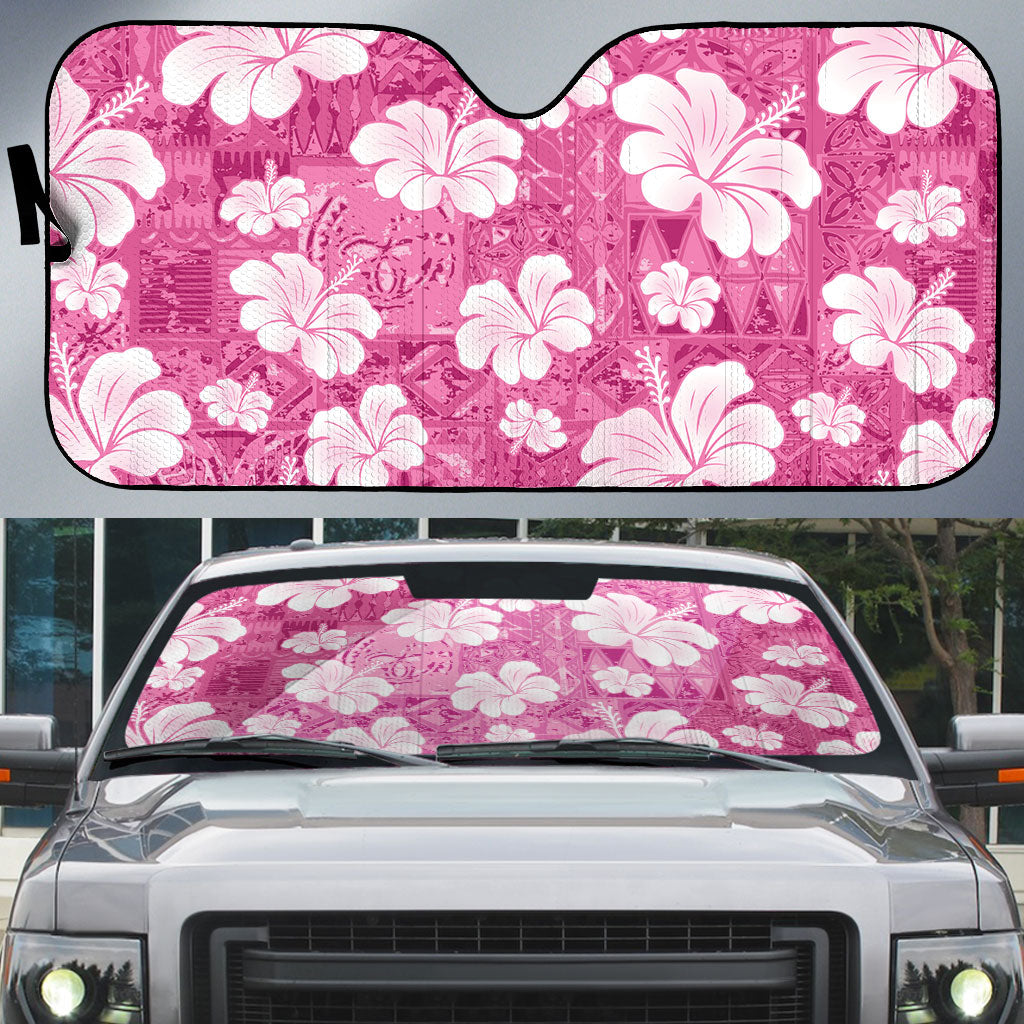 Pink Bula Fiji Masi Hibiscus Seamless Auto Sun Shade