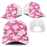Pink Bula Fiji Masi Hibiscus Seamless Baseball Net Cap
