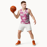 Pink Bula Fiji Masi Hibiscus Seamless Basketball Jersey