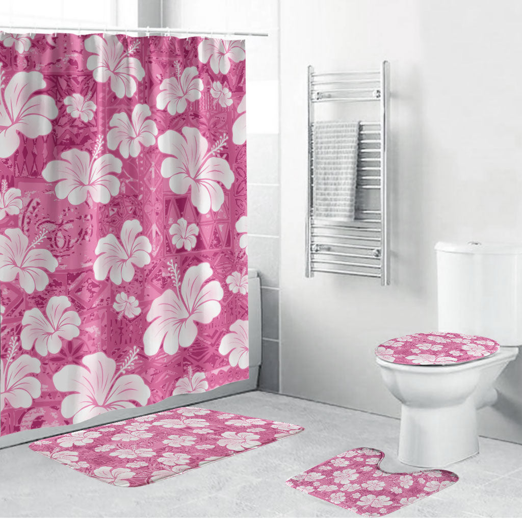 Pink Bula Fiji Masi Hibiscus Seamless Bathroom Set