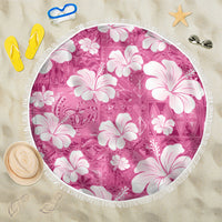 Pink Bula Fiji Masi Hibiscus Seamless Beach Blanket