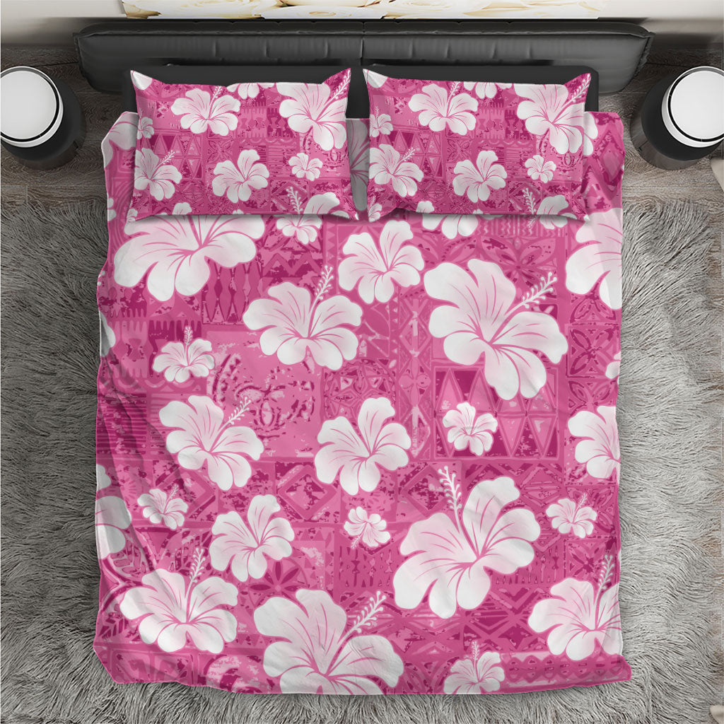 Pink Bula Fiji Masi Hibiscus Seamless Bedding Set