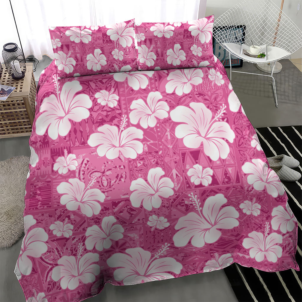 Pink Bula Fiji Masi Hibiscus Seamless Bedding Set
