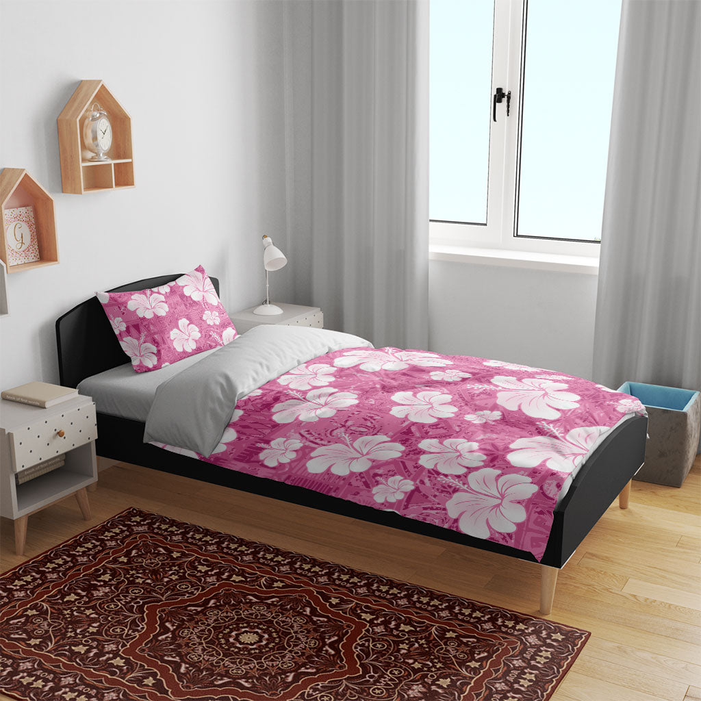 Pink Bula Fiji Masi Hibiscus Seamless Bedding Set