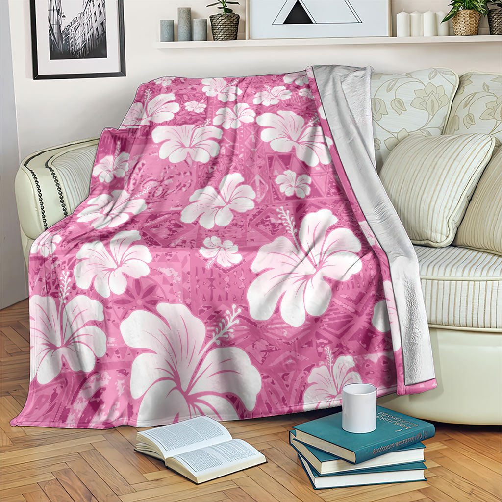 Pink Bula Fiji Masi Hibiscus Seamless Blanket