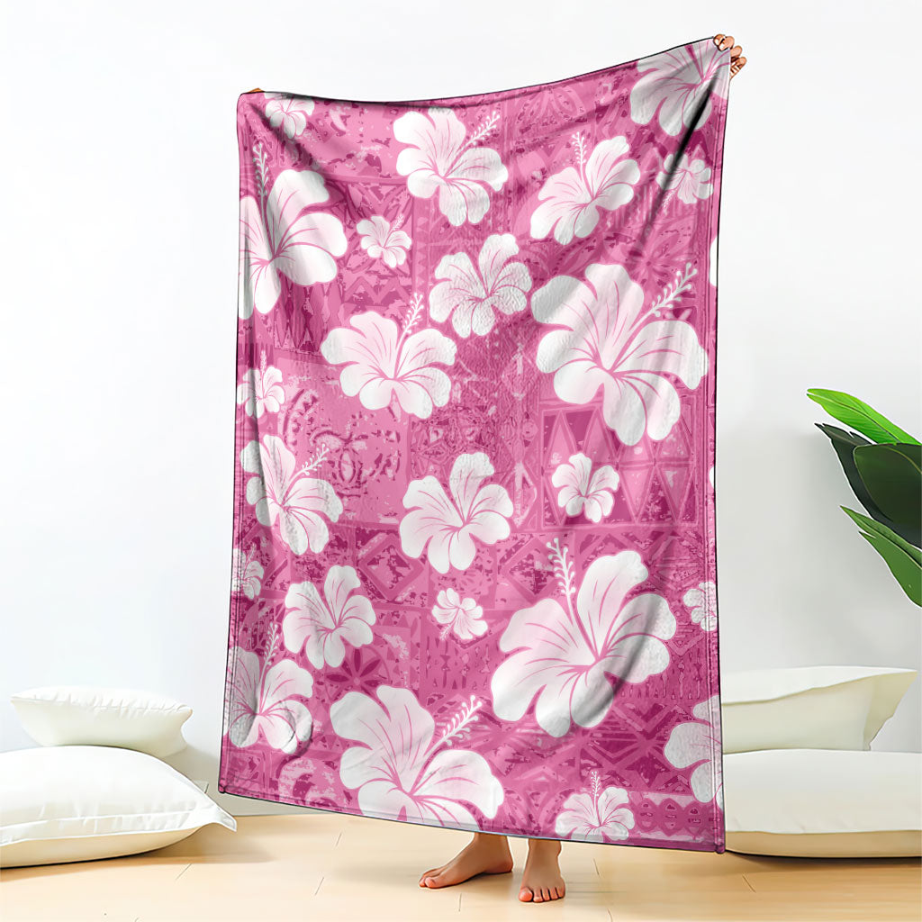 Pink Bula Fiji Masi Hibiscus Seamless Blanket