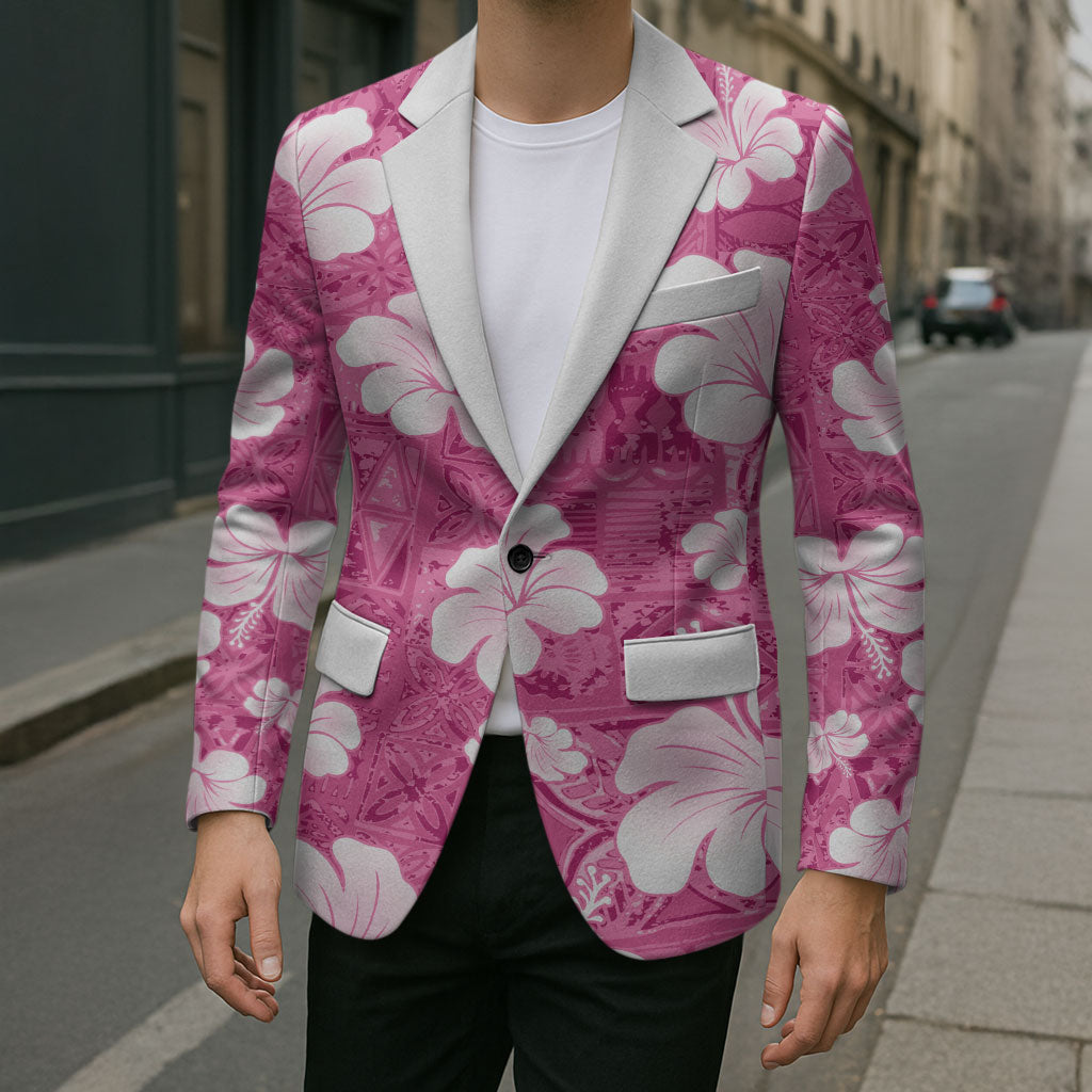 Pink Bula Fiji Masi Hibiscus Seamless Blazer