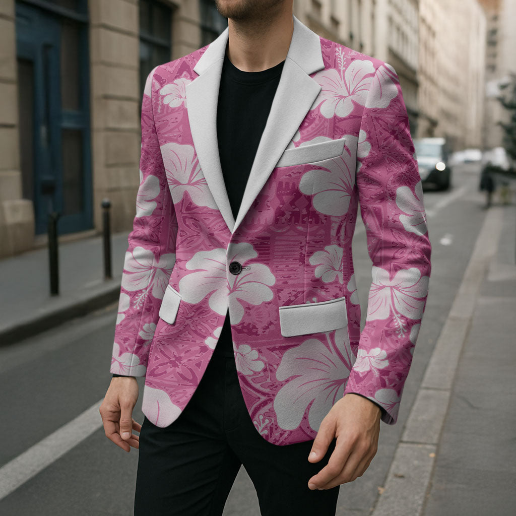 Pink Bula Fiji Masi Hibiscus Seamless Blazer