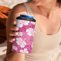 Pink Bula Fiji Masi Hibiscus Seamless 4 in 1 Can Cooler Tumbler