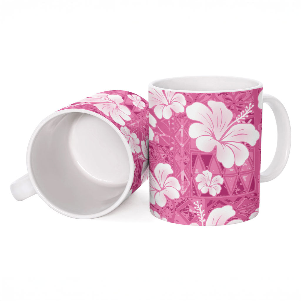 Pink Bula Fiji Masi Hibiscus Seamless Ceramic Mug