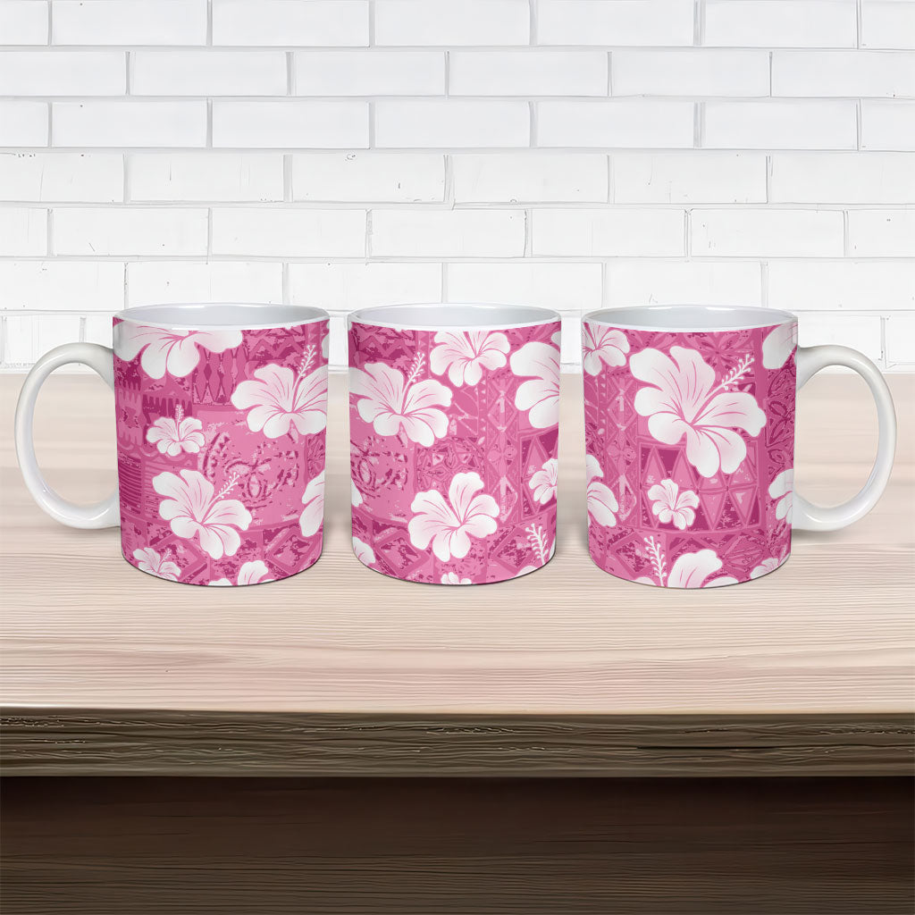 Pink Bula Fiji Masi Hibiscus Seamless Ceramic Mug