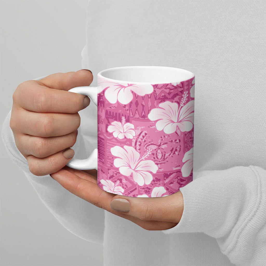 Pink Bula Fiji Masi Hibiscus Seamless Ceramic Mug