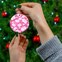 Pink Bula Fiji Masi Hibiscus Seamless Ceramic Ornament