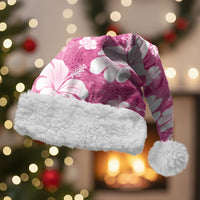 Pink Bula Fiji Masi Hibiscus Seamless Christmas Santa Hat