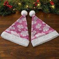 Pink Bula Fiji Masi Hibiscus Seamless Christmas Santa Hat