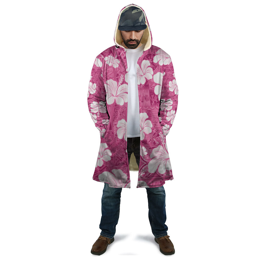 Pink Bula Fiji Masi Hibiscus Seamless Cloak
