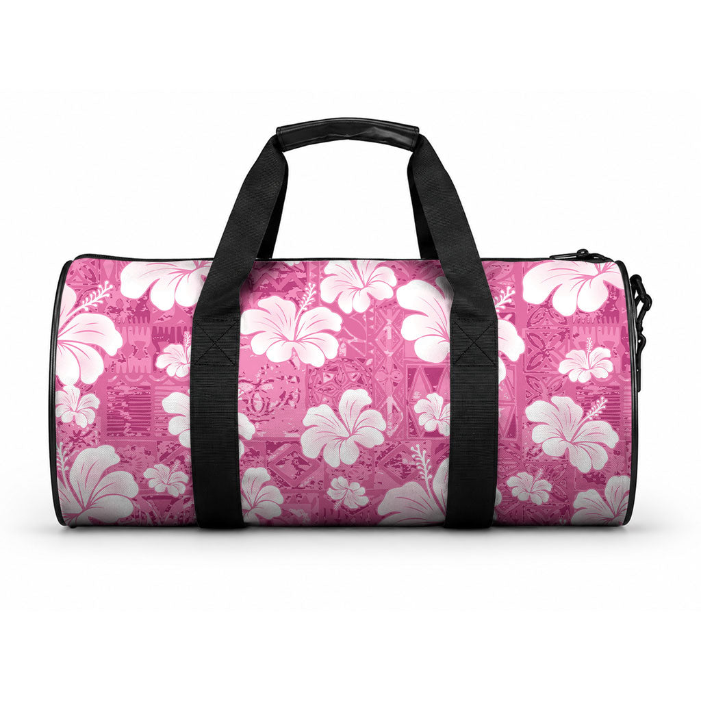 Pink Bula Fiji Masi Hibiscus Seamless Duffle Bag