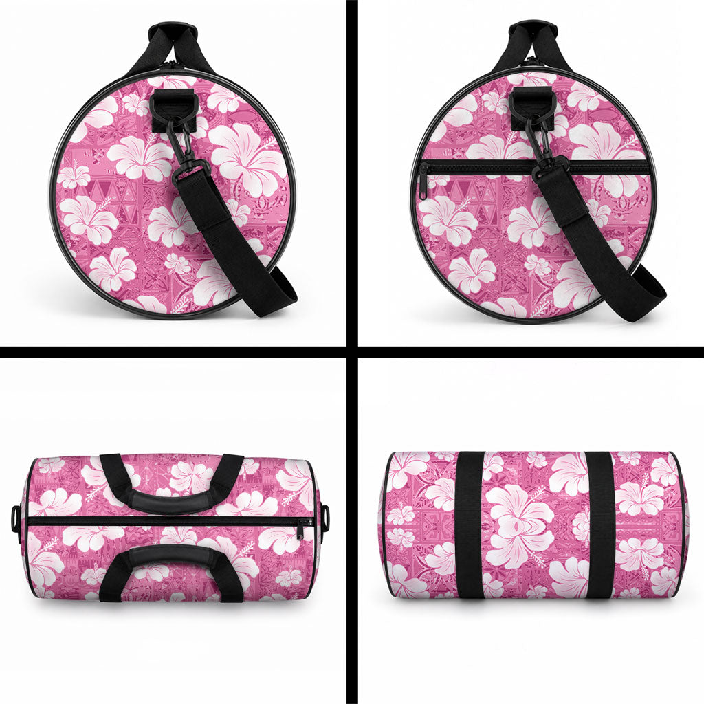 Pink Bula Fiji Masi Hibiscus Seamless Duffle Bag
