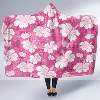 Pink Bula Fiji Masi Hibiscus Seamless Hooded Blanket