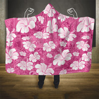 Pink Bula Fiji Masi Hibiscus Seamless Hooded Blanket
