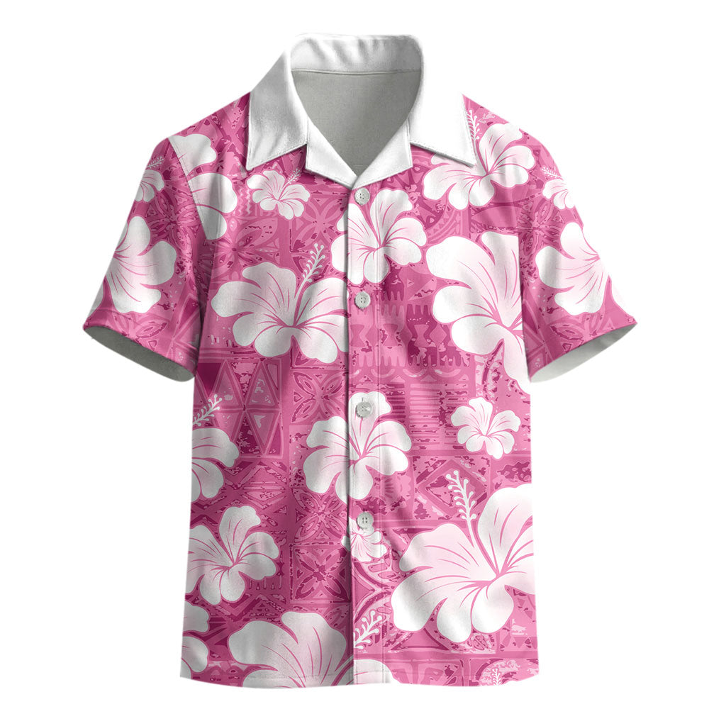 Pink Bula Fiji Masi Hibiscus Seamless Kid Hawaiian Shirt