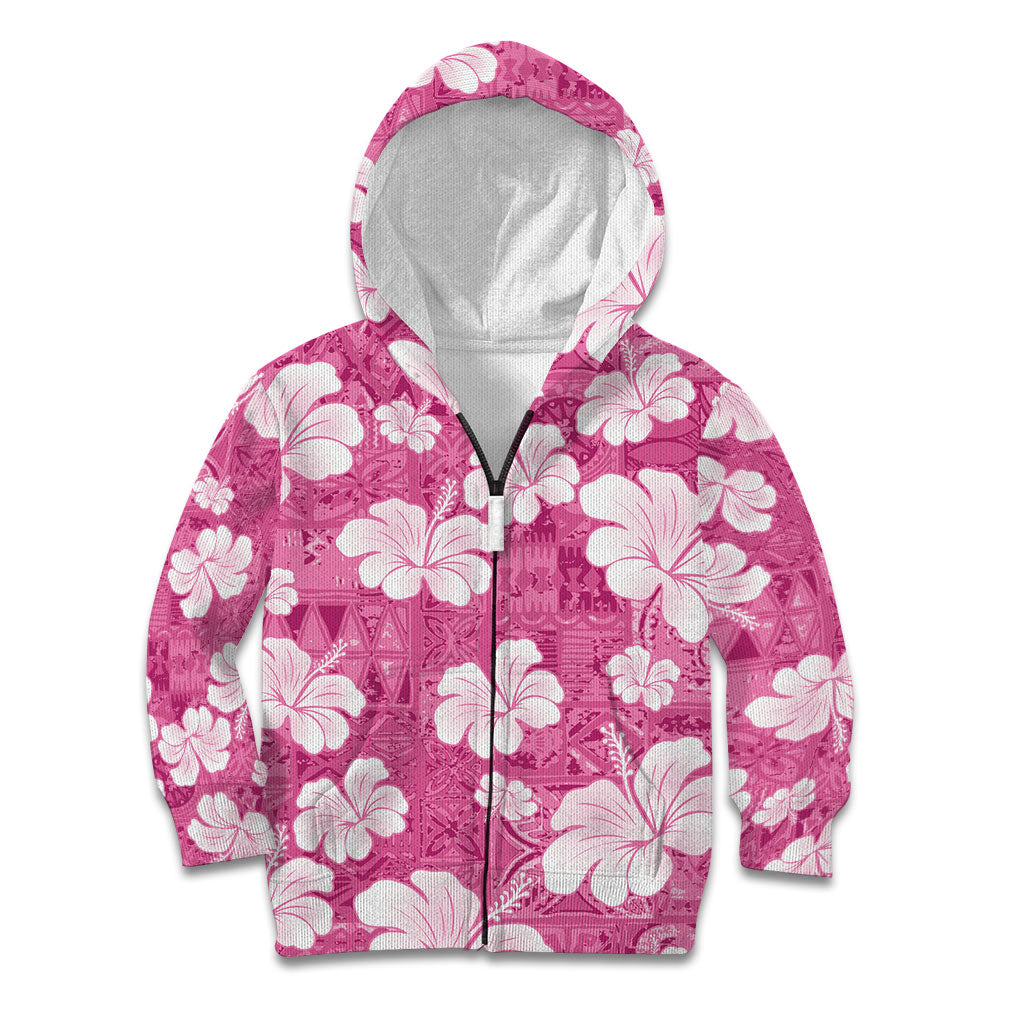 Pink Bula Fiji Masi Hibiscus Seamless Kid Hoodie