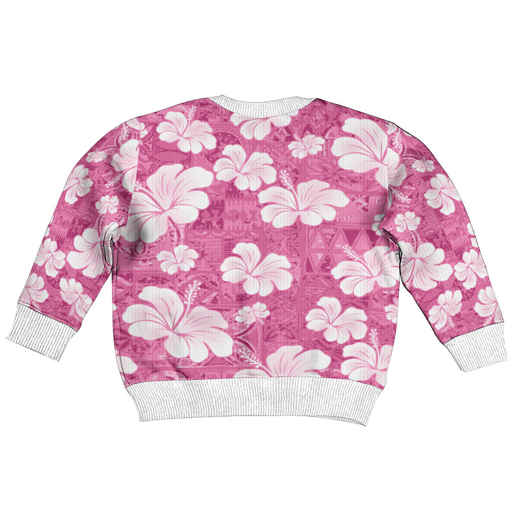 Pink Bula Fiji Masi Hibiscus Seamless Kid Ugly Christmas Sweater