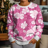 Pink Bula Fiji Masi Hibiscus Seamless Kid Ugly Christmas Sweater