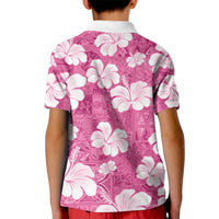 Pink Bula Fiji Masi Hibiscus Seamless Kid Polo Shirt