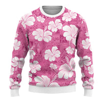 Pink Bula Fiji Masi Hibiscus Seamless Ugly Christmas Sweater