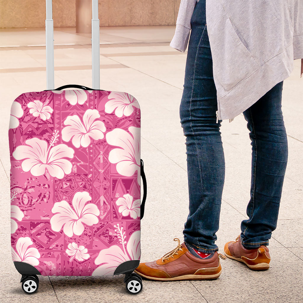 Pink Bula Fiji Masi Hibiscus Seamless Luggage Cover