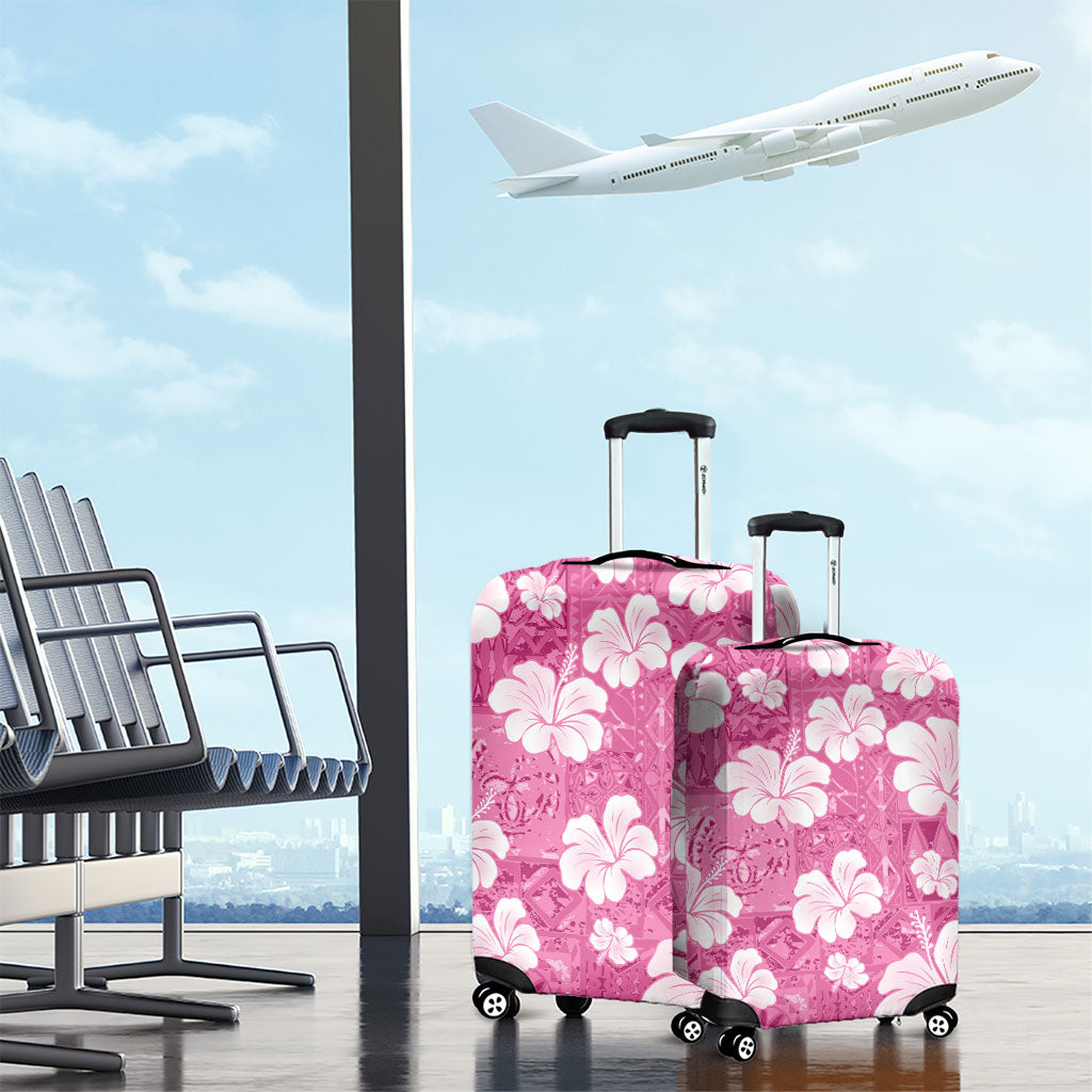 Pink Bula Fiji Masi Hibiscus Seamless Luggage Cover