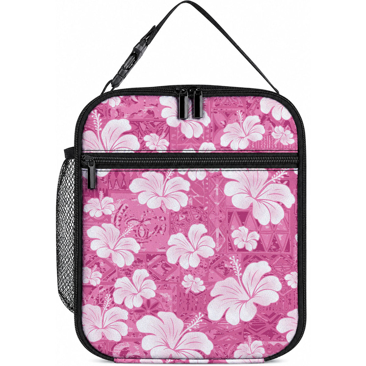 Pink Bula Fiji Masi Hibiscus Seamless Lunch Bag