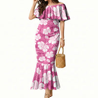 Pink Bula Fiji Masi Hibiscus Seamless Mermaid Dress
