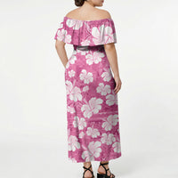Pink Bula Fiji Masi Hibiscus Seamless Off Shoulder Maxi Dress