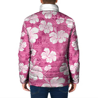 Pink Bula Fiji Masi Hibiscus Seamless Padded Jacket